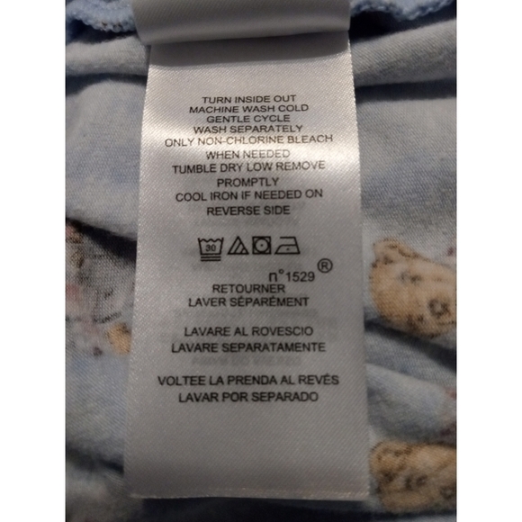 Ralph Lauren Teddy Bear PJ Pants Light Blue Pocketed Cuffed Drawstring Waist S - Picture 10 of 13